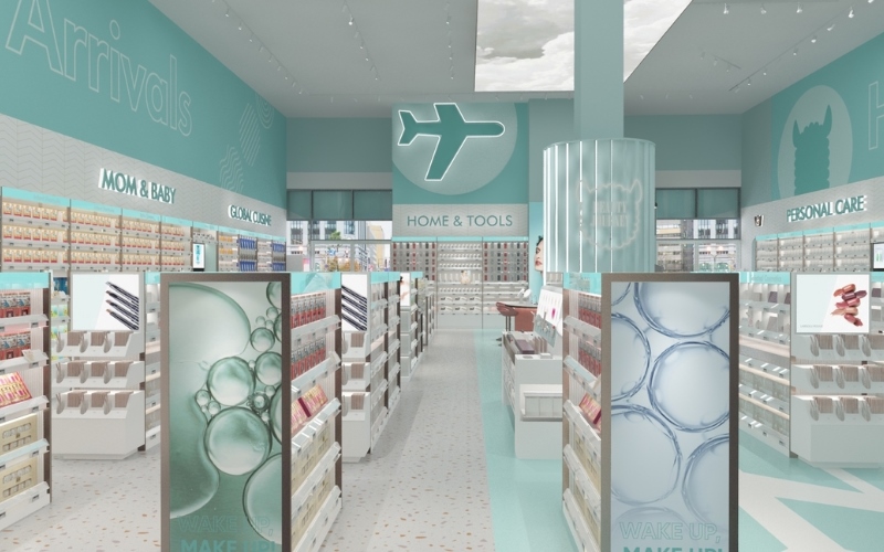 Màu sắc của nội thất shop mỹ phẩm cần có sự tương đồng với thương hiệu