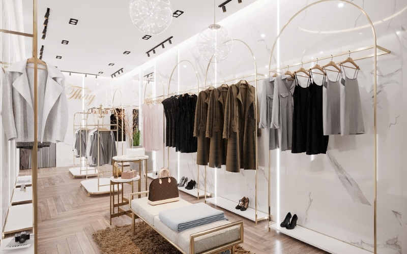 Thiết kế shop quần áo 15m2 theo phong cách luxury