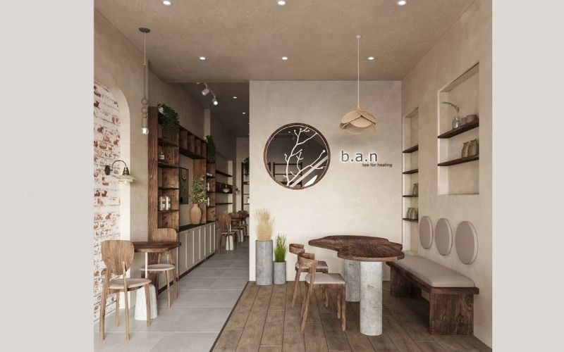 Quán trà sữa nhà ống với lối decor tối giản