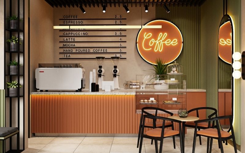 Quán trà sữa Take Away phong cách Hàn với gam màu trầm siêu ấn tượng