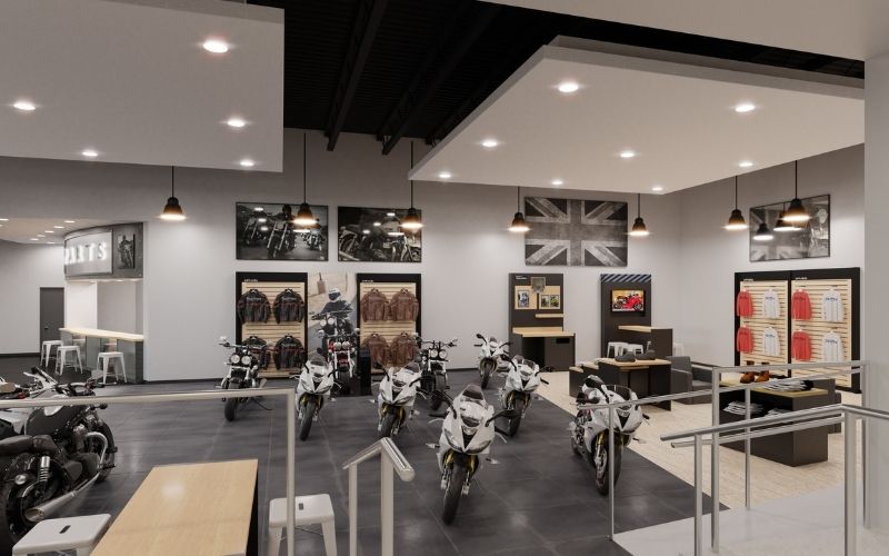 Showroom xe máy có phong cách hiện đại, thu hút khách hàng