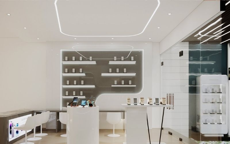 Showroom điện thoại có diện tích nhỏ gọn, bố trí khoa học