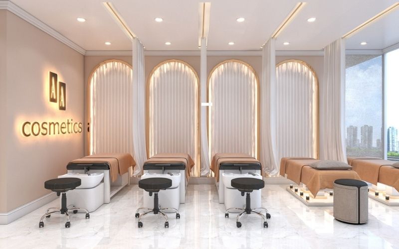 Spa gôi đầu dưỡng sinh được thiết kế theo phong cách hiện đại