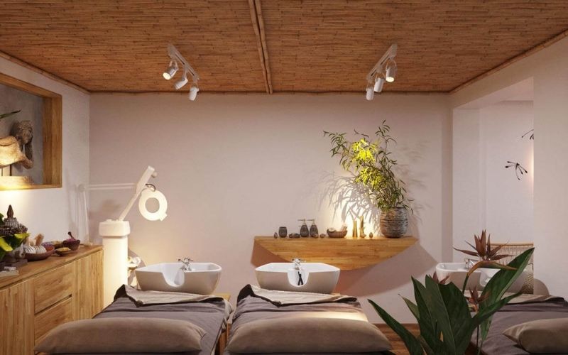 Spa gội đầu dưỡng sinh thiết kế theo phong cách Tropical gần gũi