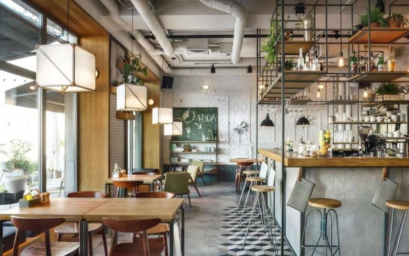 Quán cafe văn phòng hiện đại màu trắng, tạo sự tập trung cao