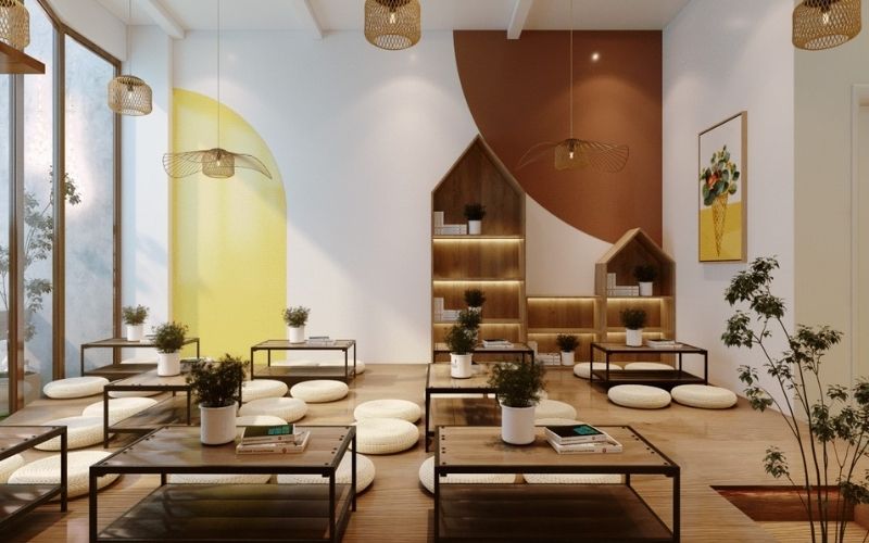 Quán cafe bệt hiện đại với gam màu sáng siêu cuốn hút