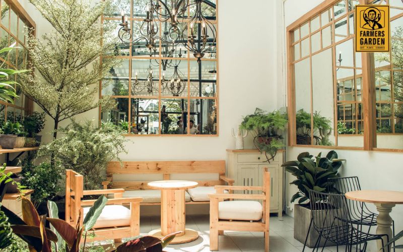 Tổng diện tích mà bạn muốn decor quán cafe sân vườn