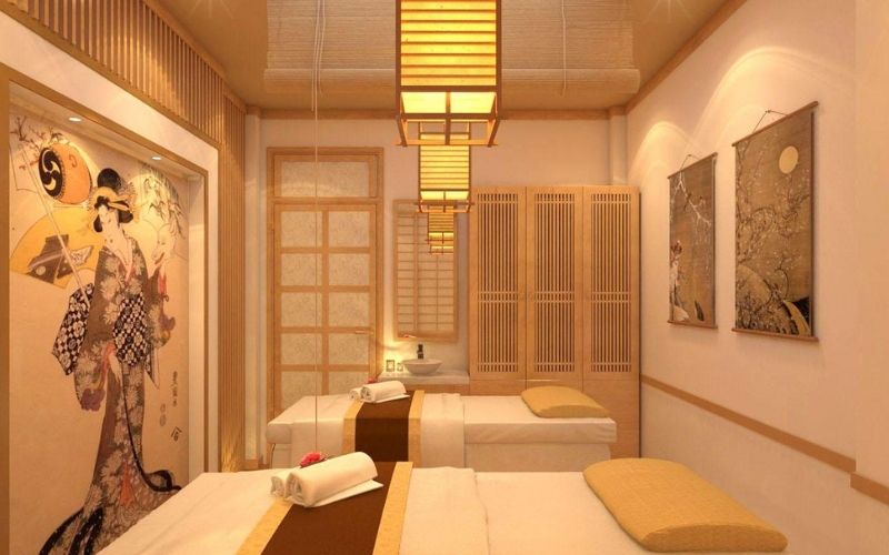 Spa massage thư giãn với nội thất đơn giản kiểu Nhật