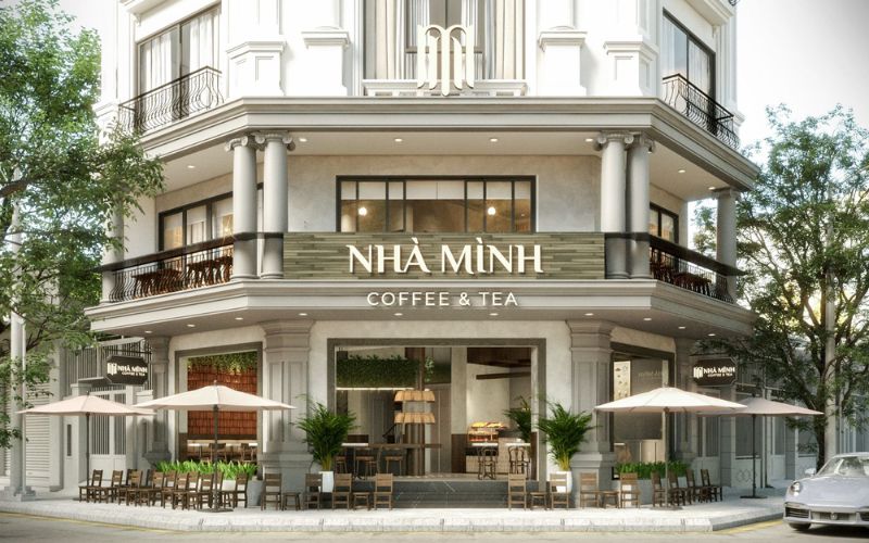 Quán cafe góc phố phong cách cổ điển với lối thiết kế Châu Âu