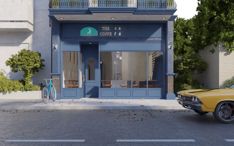 Làm cửa kính cho quán cafe góc phố