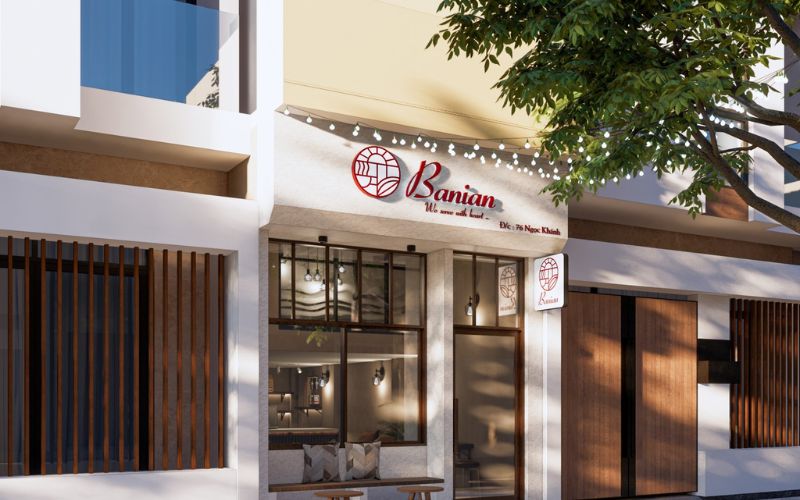 Quán cafe góc phố phong cách tối giản, kết hợp đèn led nổi bật