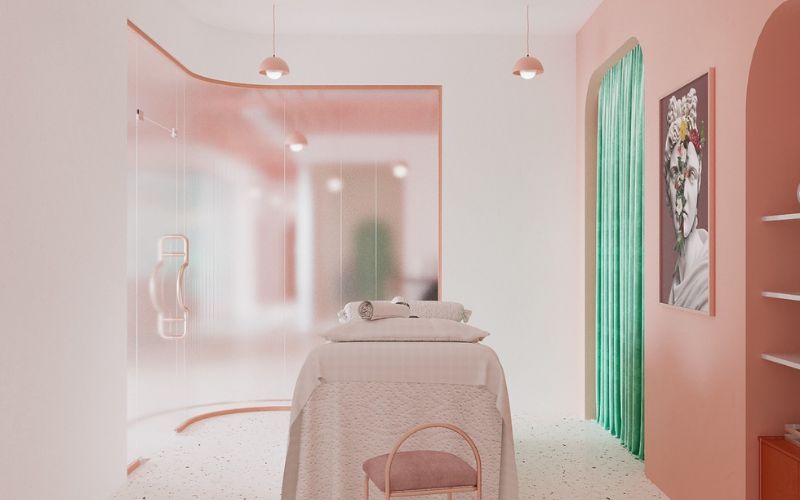 Thẩm mỹ viện chăm da với gam màu hồng pastel cực cuốn hút