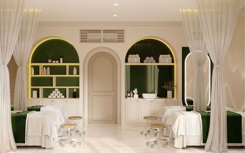 Spa nặn mụn Tân cổ điển chuẩn y khoa với gam màu sáng bắt mắt