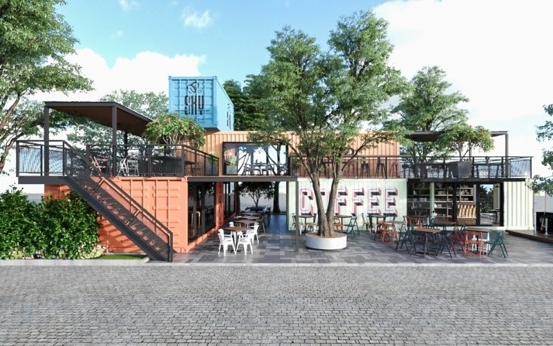 Quán cafe container phong cách công nghiệp