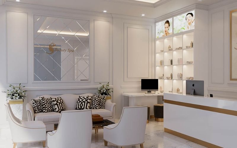 Tập trung thiết kế khu vực phòng khách và sảnh spa