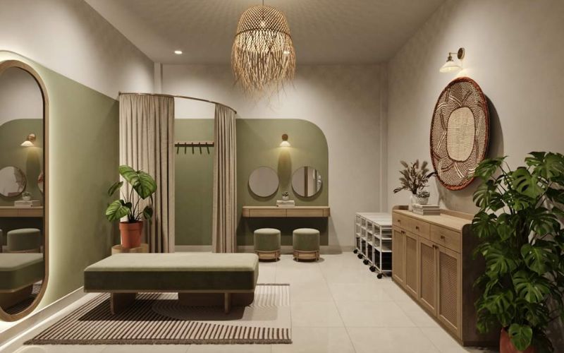 Thẩm mỹ viện massage với cách bày trí nội thất theo xu hướng xanh