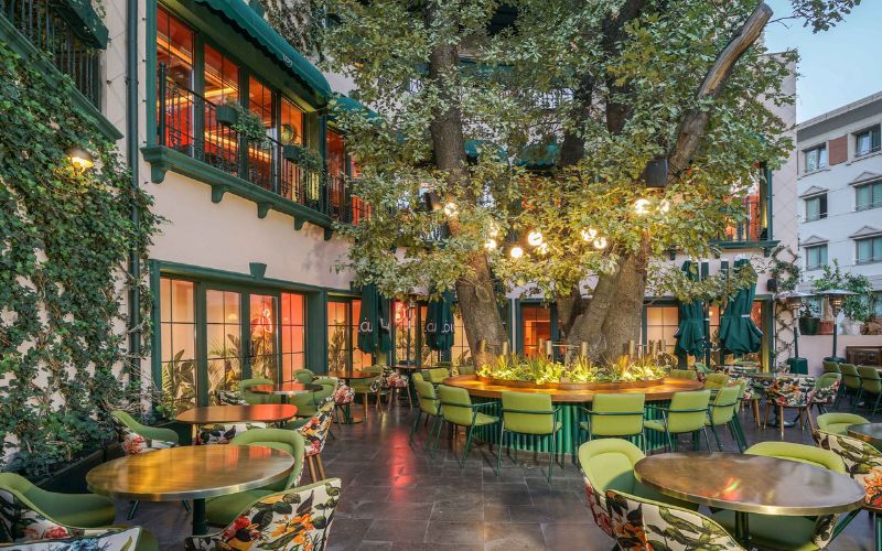 Quán cafe sân vườn phong cách Châu Âu kết hợp đèn trang trí đẹp mắt