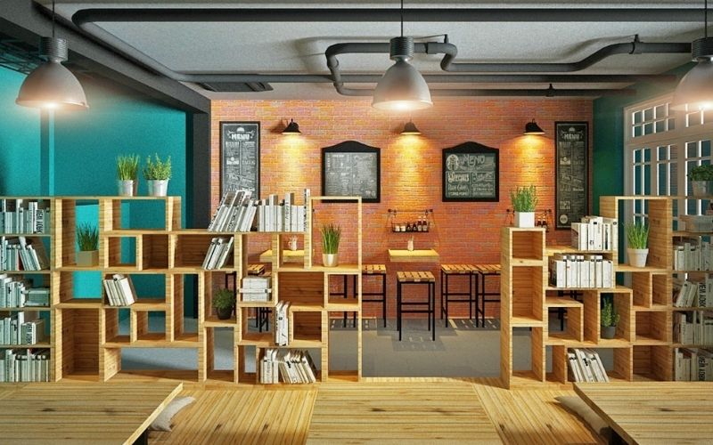 Quán cafe sách phong cách hiện đại, sang trọng với diện tích rộng