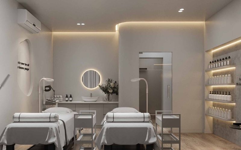 Spa soi da phong cách hiện đại với nội thất tối giản, tiện nghi