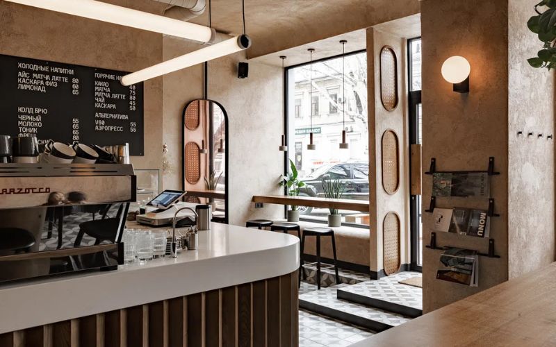 Quán cafe mặt tiền 5m phong cách tối giản tạo cảm giác thoải mái
