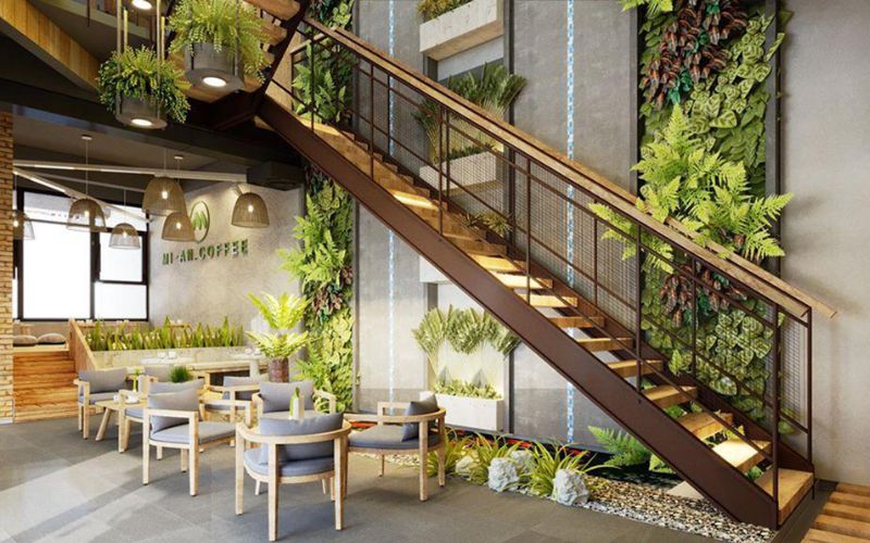 Quán cafe 2 tầng sân vườn theo phong cách hiện đại