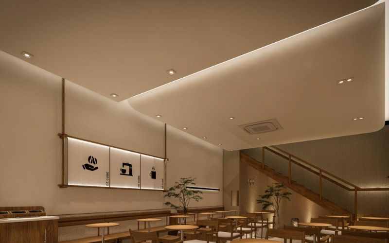 Quán cafe 100m2 kiểu Nhật với cách bày trí nội thất hiện đại