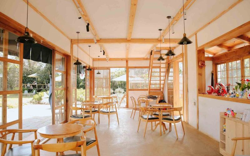 Quán cafe 100m2 kiểu Nhật với thiết kế không gian mở