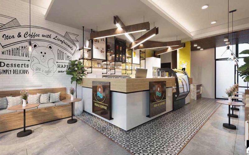 Quán cafe mặt tiền 5m phong cách hiện đại, nội thất tiện nghi