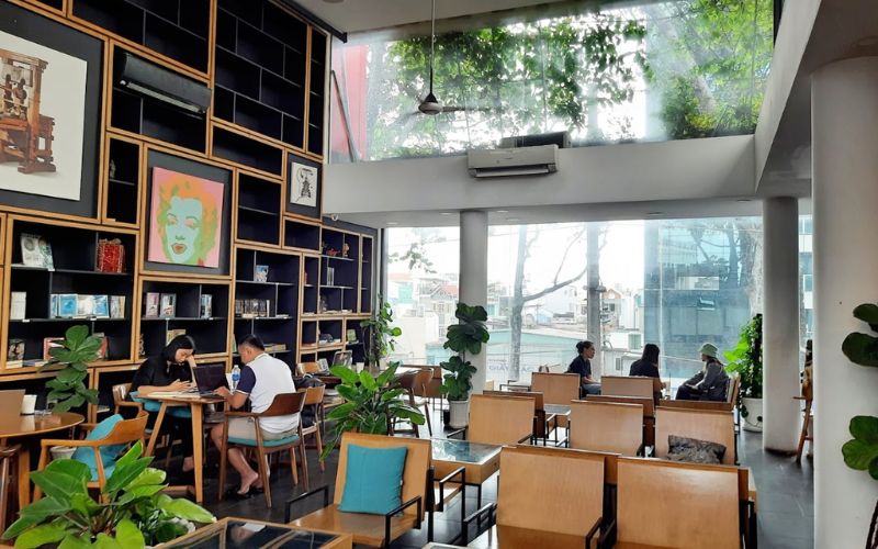 Quán cafe sách phong cách công nghiệp, bố trí nội thất khoa học