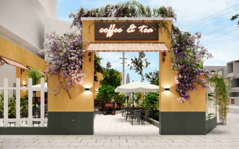Một số kiểu trang trí cổng quán cà phê đẹp
