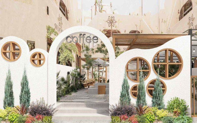 Thiết kế cổng quán cafe đẹp giúp thu hút khách hàng đến quán