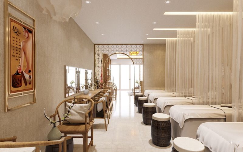 Spa Vintage bày trí nội thất cổ xưa, tranh ảnh kiểu cũ