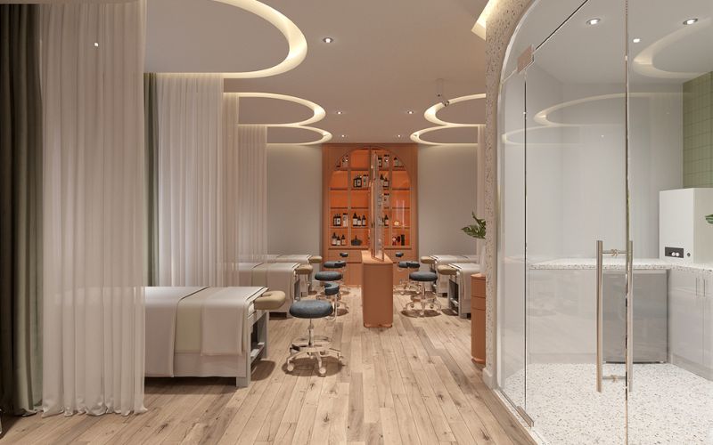 Spa gội đầu dưỡng sinh kiểu hàn với nội thất hiện đại