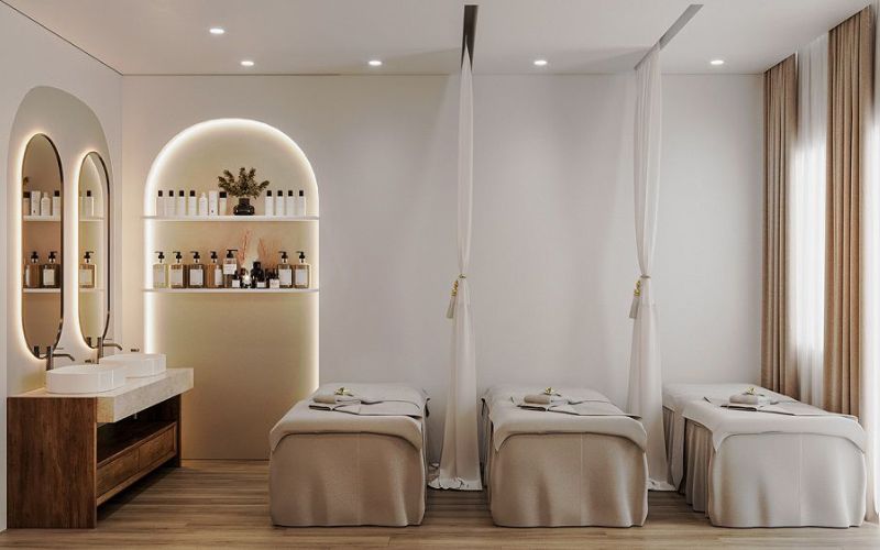 Spa massage kiểu hàn decor gương cảm ứng tạo cảm giác sang trọng
