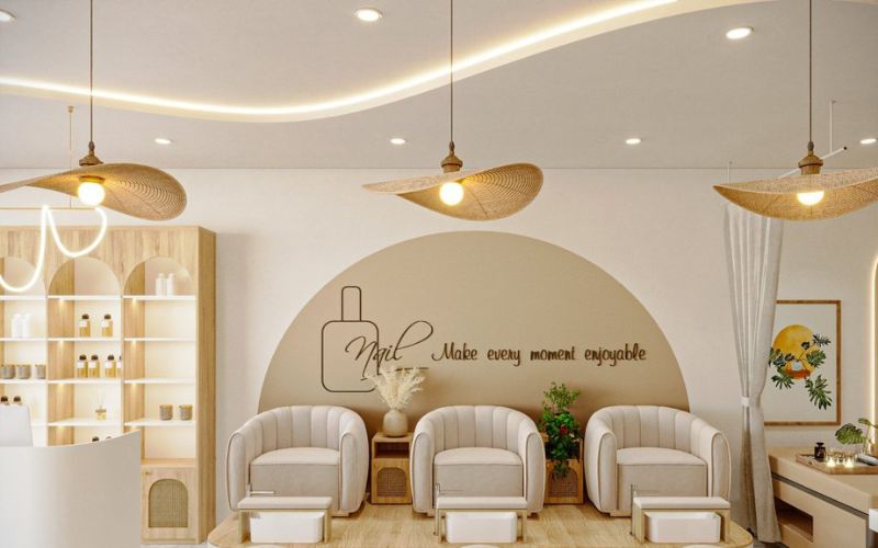 Spa nail kiểu hàn vintage kết hợp màu trắng, vàng tạo cảm giác sang trọng