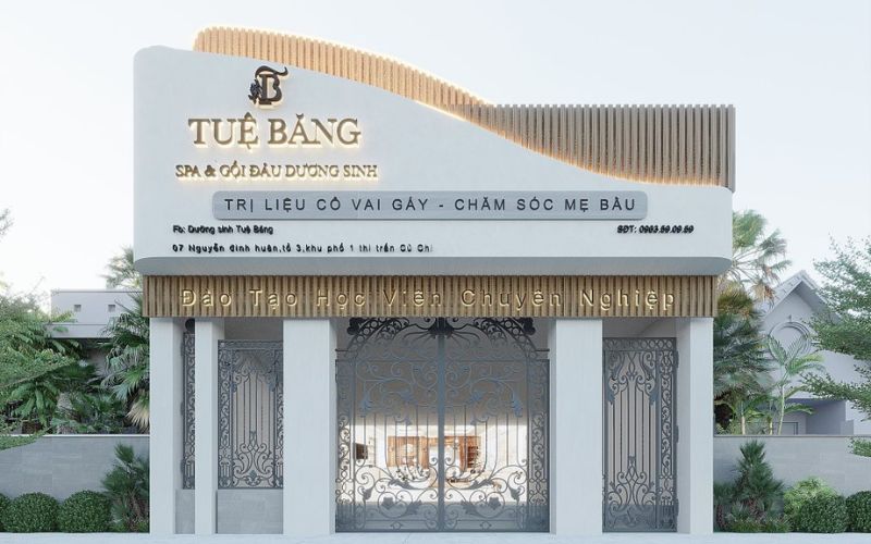 Sử dụng đèn led để tạo điểm nhấn độc đáo cho mặt tiền spa