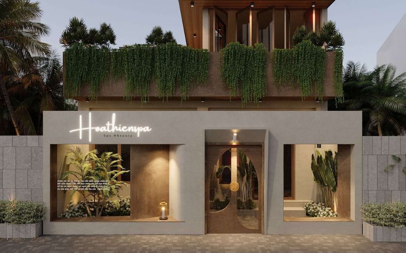 Lựa chọn ánh sáng hợp lý, nhẹ nhàng để bố trí cho mặt tiền spa