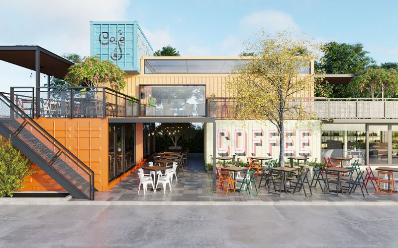 Quán cafe container phong cách hàn quốc với view ngoài trời mát mẻ