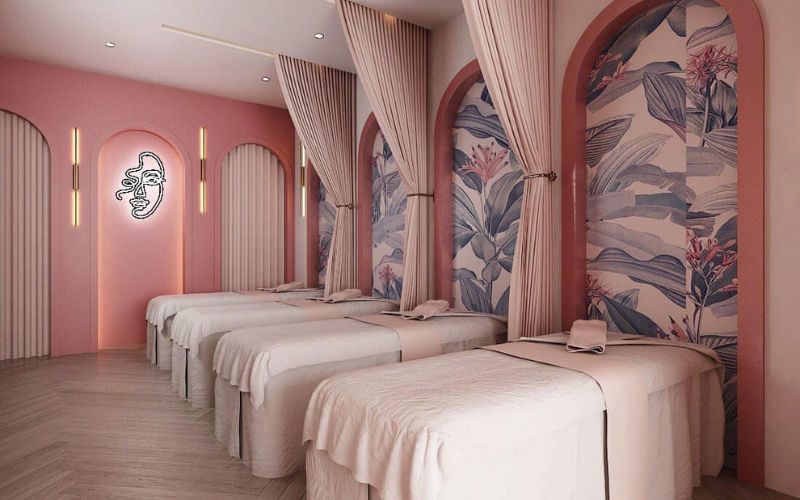 Một số đặc điểm chung của thiết kế spa màu hồng
