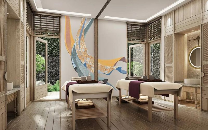 Mẫu spa phong cách Nhật với kiểu giường gỗ thanh lịch