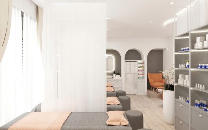 Mẫu spa phong cách Bắc Âu với kiểu giường đệm êm ái