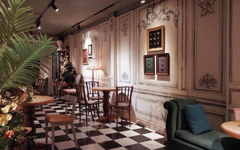 Quán cafe phong cách cổ điển Châu Âu với gam màu be nhã nhặn