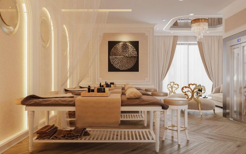 Spa massage Vintage gam màu vàng mang lại cảm giác ấm cúng