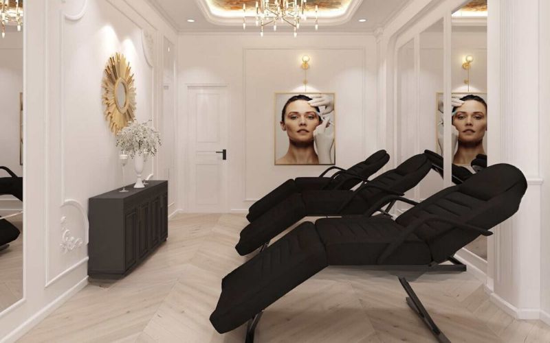 Spa phun xăm Vintage màu trắng tạo cảm giác thanh lịch