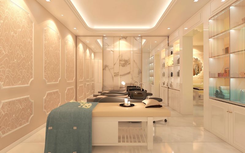 Spa massage kết hợp gội đầu Vintage, trang trí không gian họa tiết tinh xảo