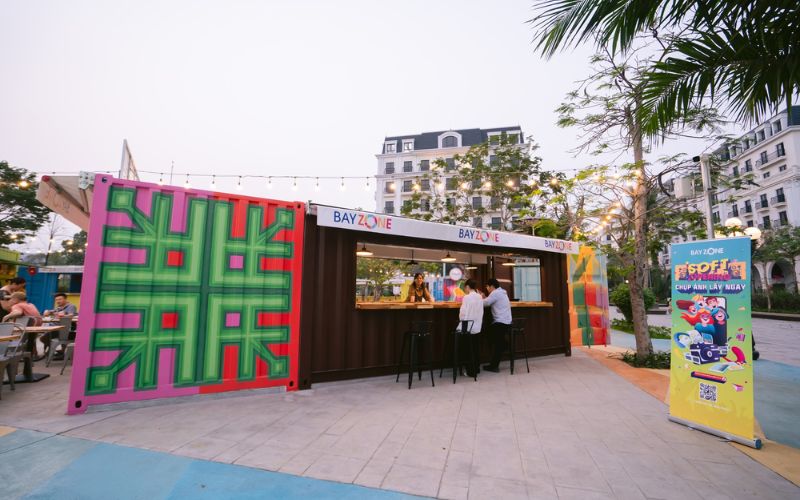 Quán trà sữa container take away đa màu sắc cực ấn tượng