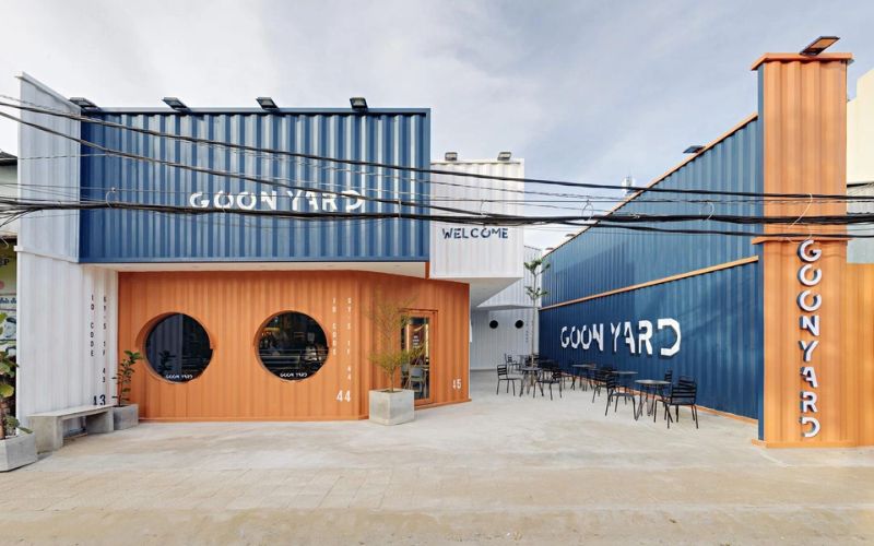 Quán trà sữa container kiểu hàn, kết hợp hài hòa các màu sắc tinh tế