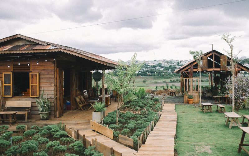 Quán trà sữa sân vườn mang không khí Đà Lạt lãng mạn