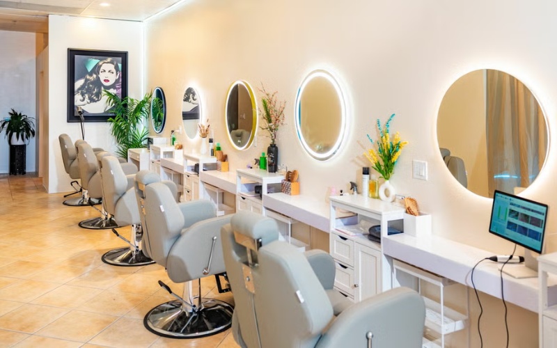 Thiết kế salon tóc nữ theo phong cách retro nhẹ nhàng