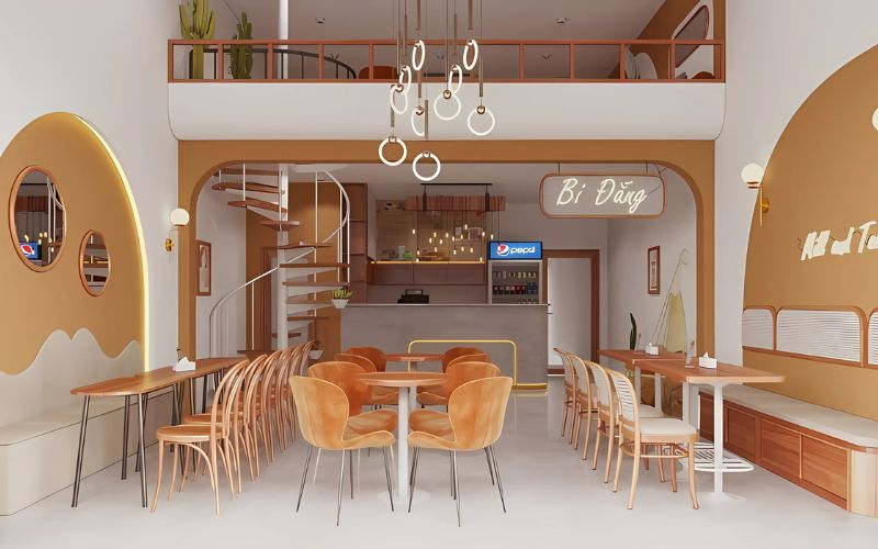 Thiết kế quán ăn vặt chú trọng vào sự thoải mái và tiện nghi cho khách hàng